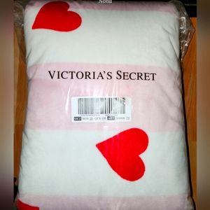 Victoria's Secret White and Red Heart Blanket New